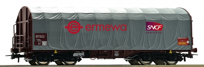 Slide tarpaulin wagon, Ermewa<br /><a href='images/pictures/Roco/Roco-76450.jpg' target='_blank'>Full size image</a>
